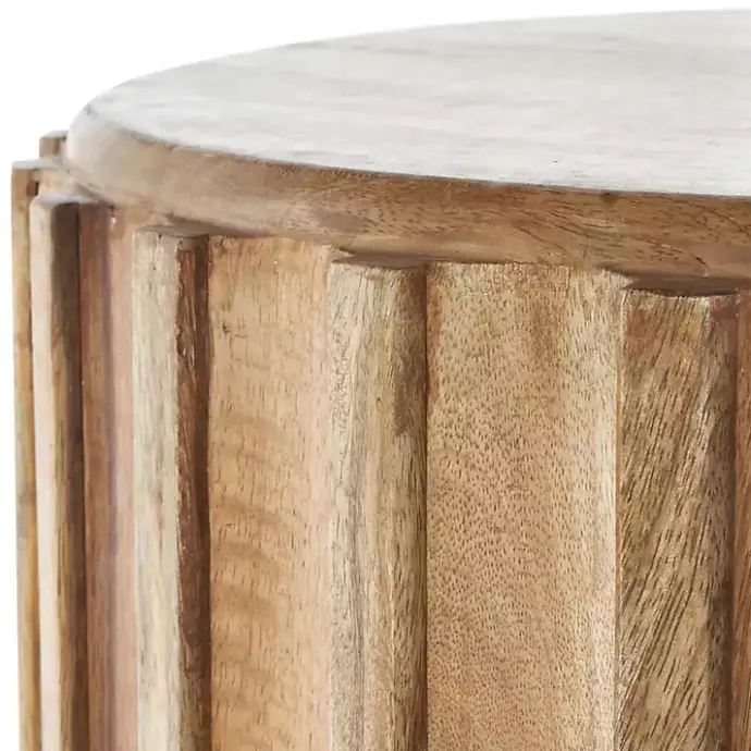 Best Kirklands Home Mango Wood Ridged Drum Accent Table Brown