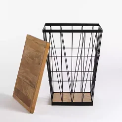 Best Kirklands Home Mango Wood Storage Basket Side Table