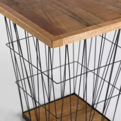 Best Kirklands Home Mango Wood Storage Basket Side Table
