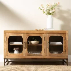 Discount Kirklands Home Manu Mango Wood Media Cabinet Brown