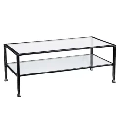 Online Kirklands Home Mara Glass and Metal Coffee Table Black