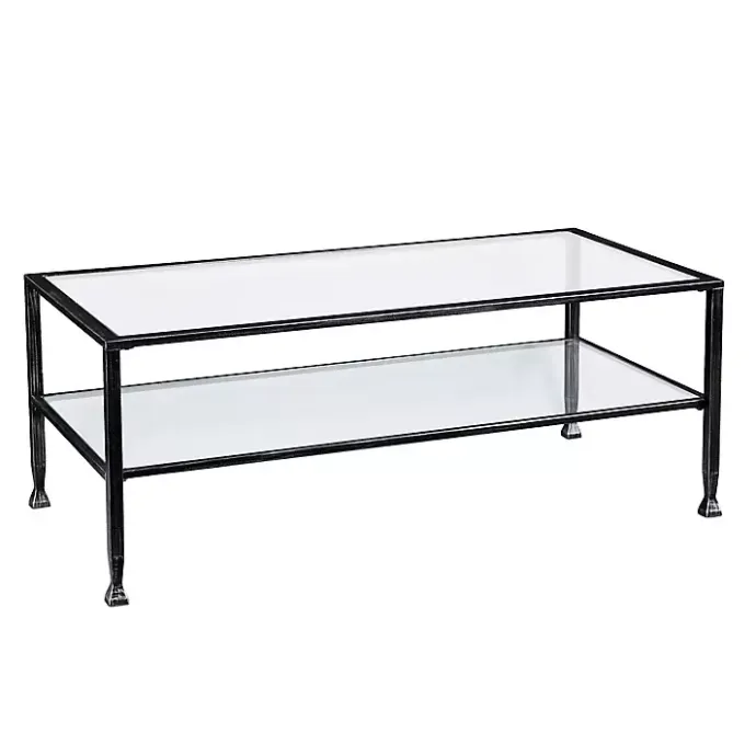 Online Kirklands Home Mara Glass and Metal Coffee Table Black