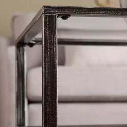 Online Kirklands Home Mara Glass and Metal Coffee Table Black