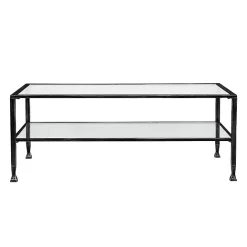 Online Kirklands Home Mara Glass and Metal Coffee Table Black