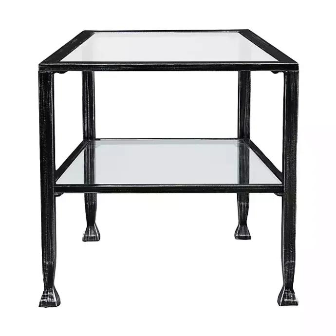 Online Kirklands Home Mara Glass and Metal Coffee Table Black