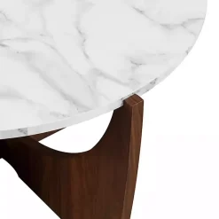 Clearance Kirklands Home Marble & Walnut Open Base Round Coffee Table Brown