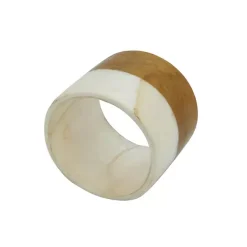 Clearance Kirklands Home Marble and Wood Two Tone 4-pc. Napkin Ring Set