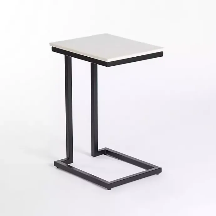 Online Kirklands Home Marble Modern Black Metal C-Table White