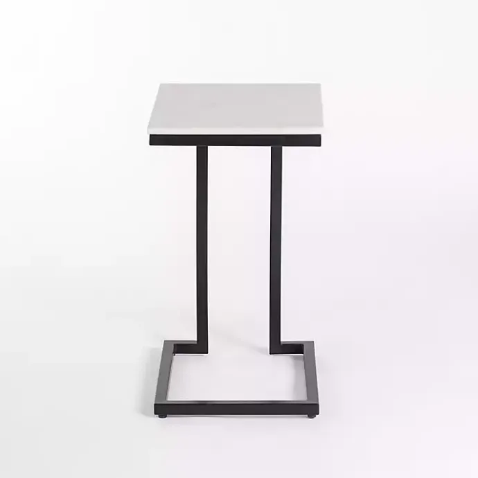 Online Kirklands Home Marble Modern Black Metal C-Table White