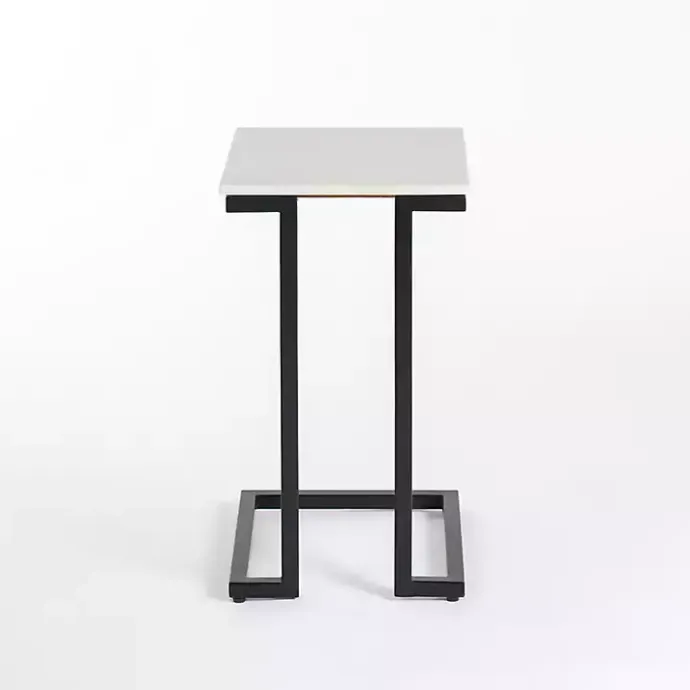 Online Kirklands Home Marble Modern Black Metal C-Table White