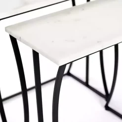 Kirklands Home Marble Nesting Accent Tables, Set of 2 White