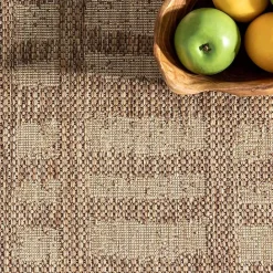 Online Kirklands Home Marti Banded Lines Outdoor Rug, 5x8 Tan