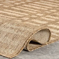 Online Kirklands Home Marti Banded Lines Outdoor Rug, 5x8 Tan