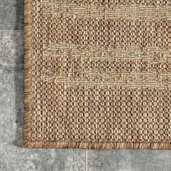 Online Kirklands Home Marti Banded Lines Outdoor Rug, 8x10 Tan