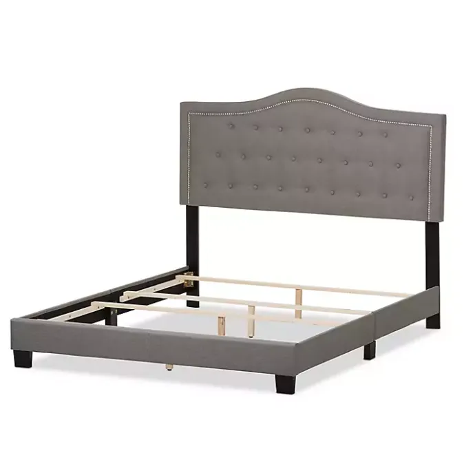 Outlet Kirklands Home Mary Light Button Tufted Full Bed Frame Gray