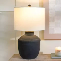 Clearance Kirklands Home Matte Black Cairo Table Lamp White