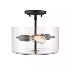 New Kirklands Home Matte Drum Semi-Flush Mount Light Black