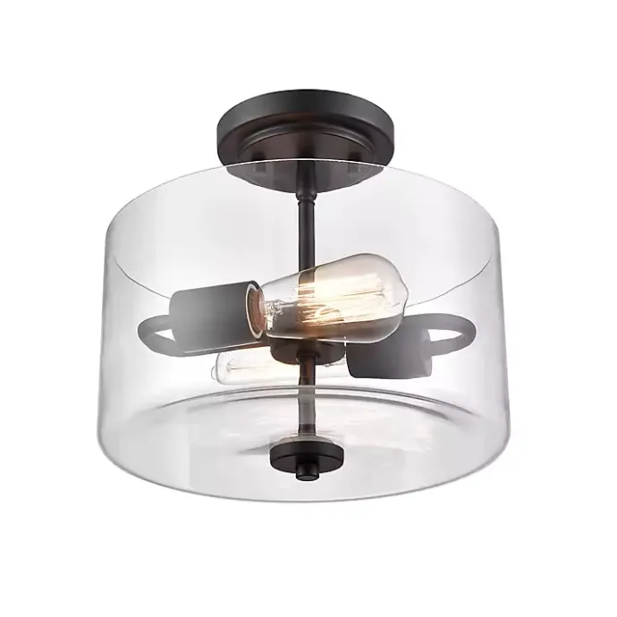 New Kirklands Home Matte Drum Semi-Flush Mount Light Black