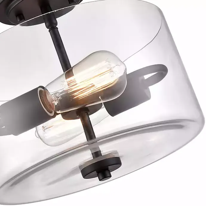 New Kirklands Home Matte Drum Semi-Flush Mount Light Black