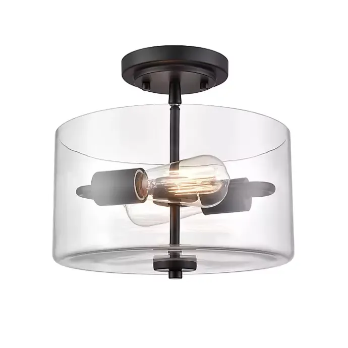 New Kirklands Home Matte Drum Semi-Flush Mount Light Black