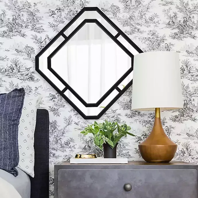 Discount Kirklands Home Matte Black Geometric Square Wall Mirror