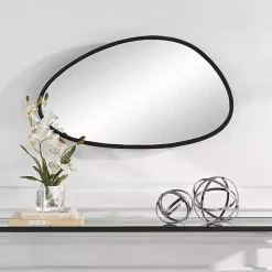 Online Kirklands Home Matte Black Modern Asymmetrical Wall Mirror