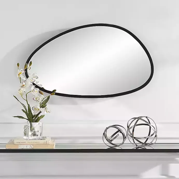 Online Kirklands Home Matte Black Modern Asymmetrical Wall Mirror