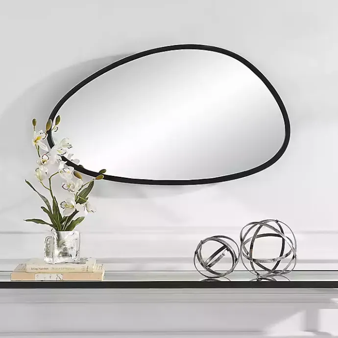 Online Kirklands Home Matte Black Modern Asymmetrical Wall Mirror