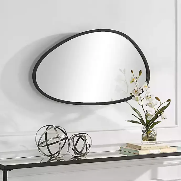 Online Kirklands Home Matte Black Modern Asymmetrical Wall Mirror
