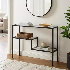 New Kirklands Home Matte Multi Level Console Table Black