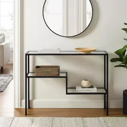 New Kirklands Home Matte Multi Level Console Table Black