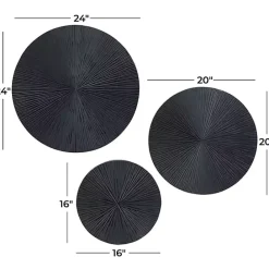 Hot Kirklands Home Matte Ribbed Sunburst Wall Plates, Set of 3 Black