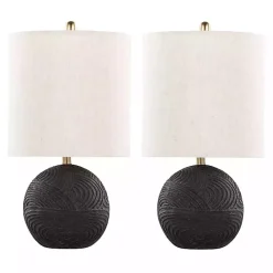 Hot Kirklands Home Matte Black Round Kona Table Lamps, Set of 2 Tan