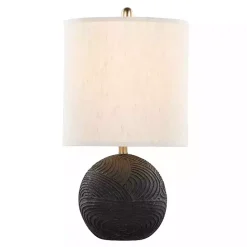 Hot Kirklands Home Matte Black Round Kona Table Lamps, Set of 2 Tan