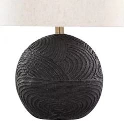 Hot Kirklands Home Matte Black Round Kona Table Lamps, Set of 2 Tan