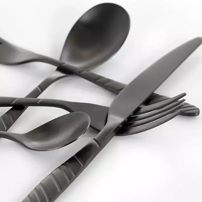 Clearance Kirklands Home Matte Black Steel Diagonal 20-pc. Flatware Set