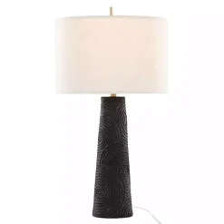 New Kirklands Home Matte Black Tapered Kona Table Lamps, Set of 2 Tan