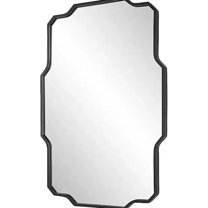 Discount Kirklands Home Matte Black Thin Linear Iron Frame Wall Mirror