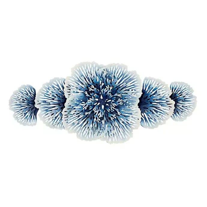 Discount Kirklands Home Matte and White Flowers Metal Wall Plaque Blue