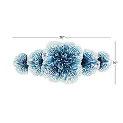 Discount Kirklands Home Matte and White Flowers Metal Wall Plaque Blue