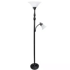 Sale Kirklands Home Matte Bronze and White Reading Arm Torchiere Brown