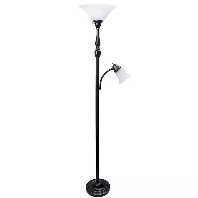 Sale Kirklands Home Matte Bronze and White Reading Arm Torchiere Brown