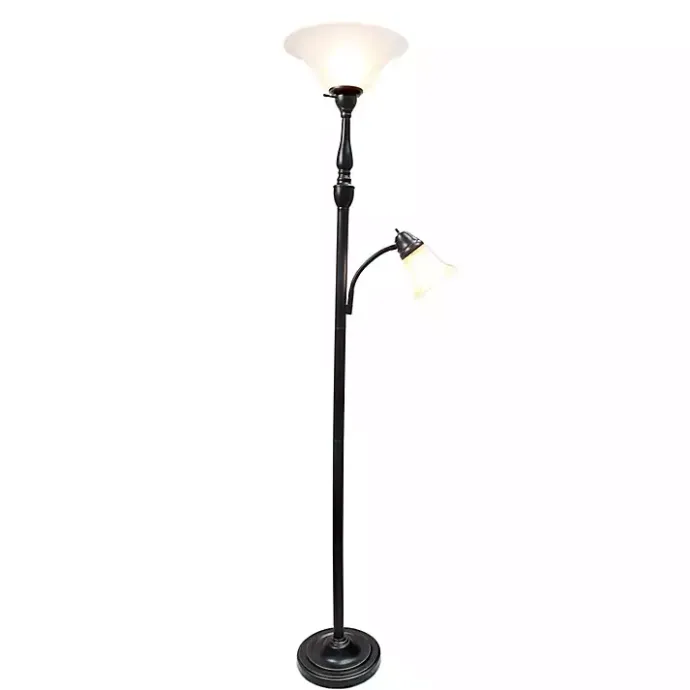 Sale Kirklands Home Matte Bronze and White Reading Arm Torchiere Brown