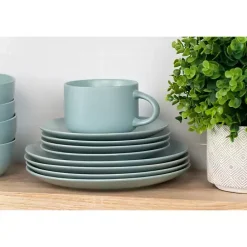 Outlet Kirklands Home Matte Mineral Kera 16-pc. Dinnerware Set Blue