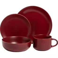 Outlet Kirklands Home Matte Ceramic 16-pc. Dinnerware Set Red
