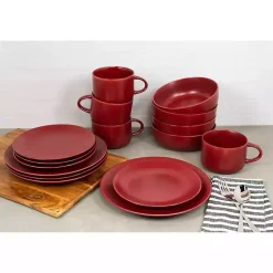 Outlet Kirklands Home Matte Ceramic 16-pc. Dinnerware Set Red