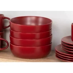 Outlet Kirklands Home Matte Ceramic 16-pc. Dinnerware Set Red