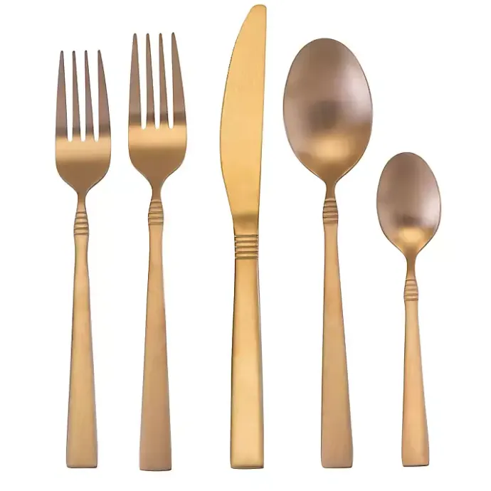 Discount Kirklands Home Matte Rose Gold Rounded 20-pc. Flatware Set