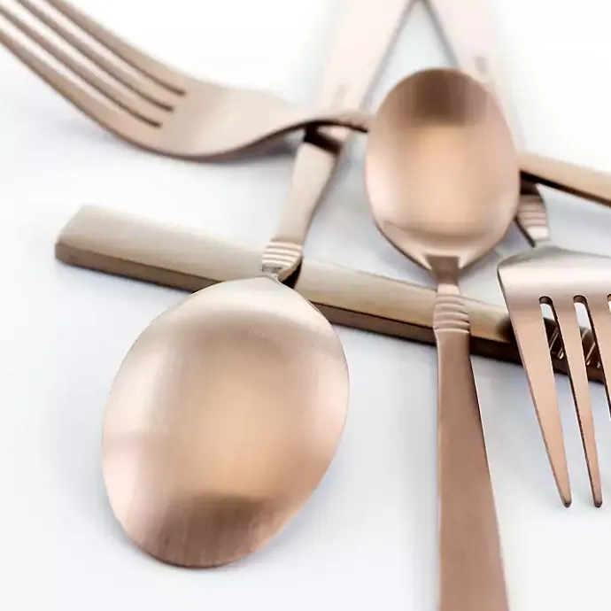 Discount Kirklands Home Matte Rose Gold Rounded 20-pc. Flatware Set