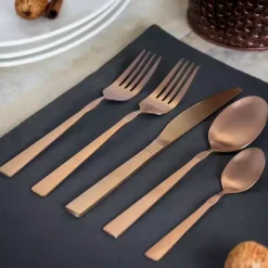 Discount Kirklands Home Matte Rose Gold Rounded 20-pc. Flatware Set